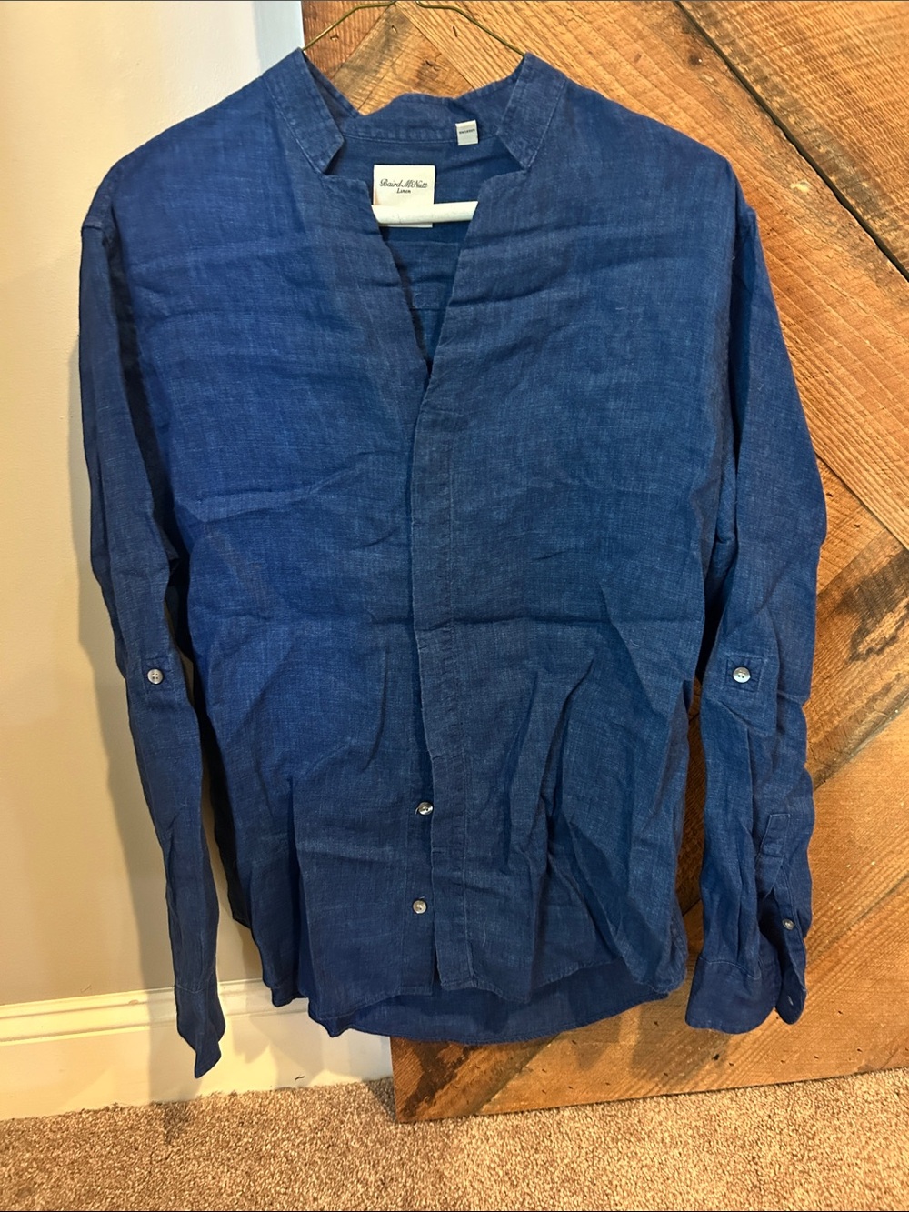Murano Indigo Blue Mandarin-Collar Button-Front Shirt